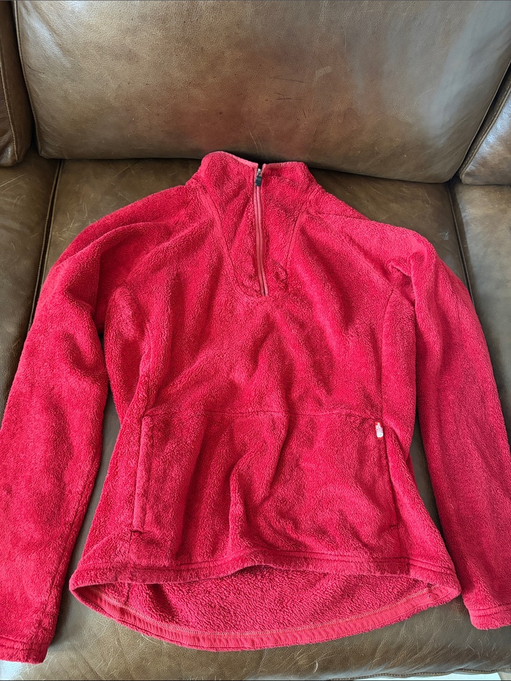 The North Face Fuzzy Red Half-Zip Fleece Pullover